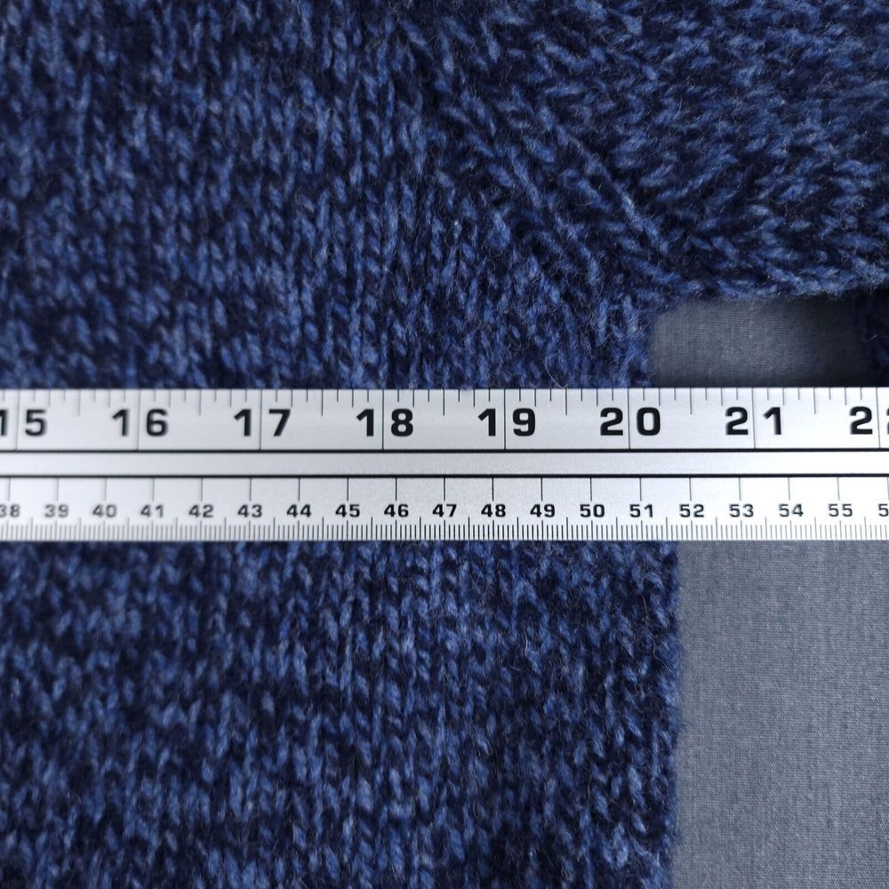 LL Bean Ragg Wool Sweater Mens Large Blue Marled Knit Flannel Lined Full Zip - Picture 4 of 7